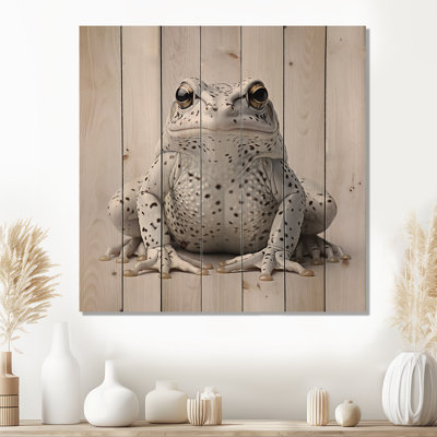 Black And White Frog Harmony - Frogs & Toads Wood Wall Art On Natural Pine Wood