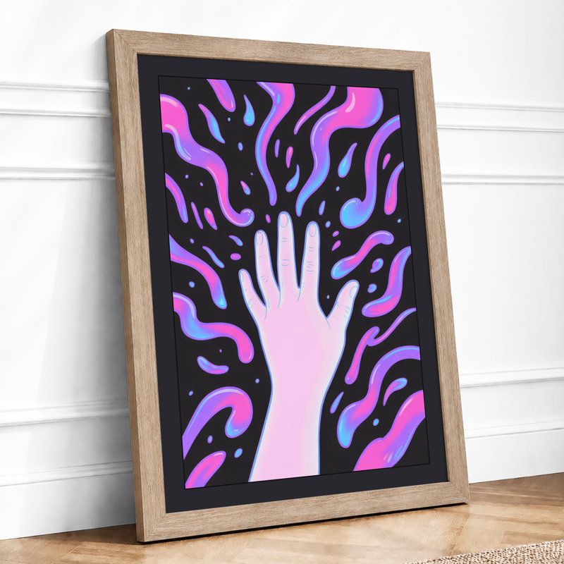 Rising Hand Modern - Framed Print, A4 - 29.7 x 21.0 cm, Oak