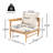 Outdoor Acacia Wood L-Shape Sofa, Light Teak Finish With Beige Cushion