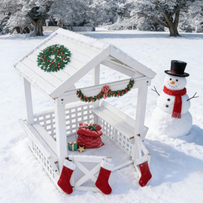 Wooden Children's Outdoor Playhouse With Benches