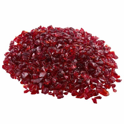 Fire Glass, 10 LBS / 4.5 KG Smokeless And High-Temperature Resistant Fireplace Rocks, 3/4-Inch / 19.05 Mm Reflective Firepit Glass Rock, High Luster Stone Landscaping For Fire Pit Table, Red