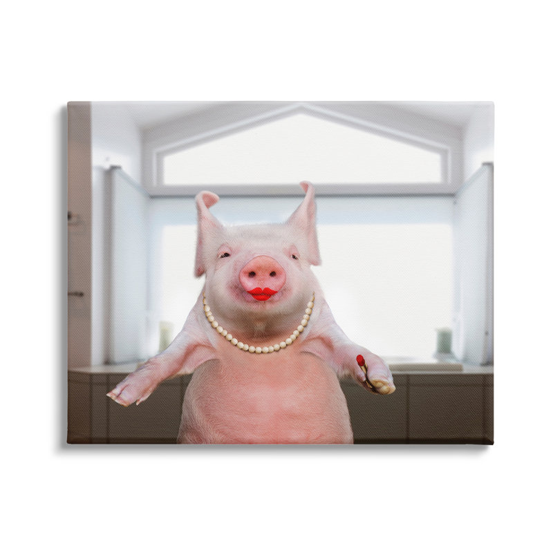 «Glam Pig in Rouge à lèvres» par Lund Roeser - impression, H 30 po x l 40 po x P 1,5 po
