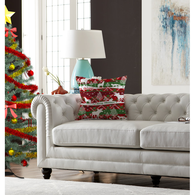 Coussin décoratif intérieur / extérieur Wild Xmas Wild Xmas, 16 po x 1 po, Carré
