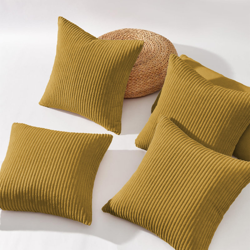Striped Square Throw Pillow Insert, Ochre