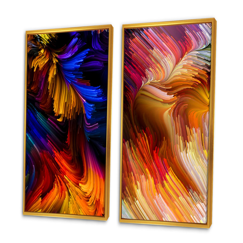 «Life of Liquid Color VI», ensemble de 2 impressions sur toile, H 20 po x l 24 po x P 1 po, Cadre flottant doré