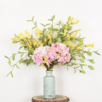 Arrangement floral de fleurs artificielles 24 "dans un vase, hortensia artificiel printemps-été 24"