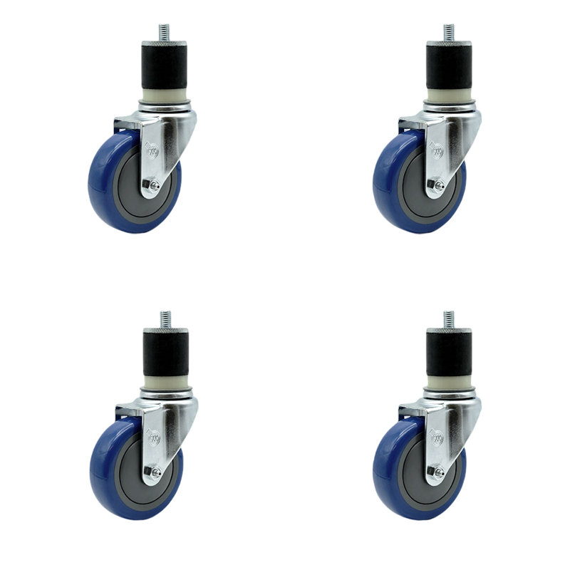 Ensemble de roulettes extensibles en polyuréthane, Bleu