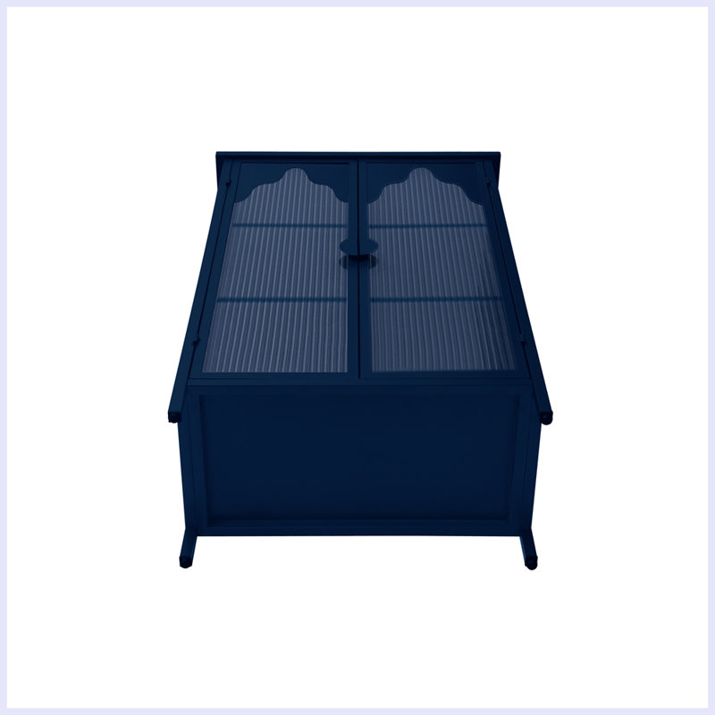 Display Cabinet With Glass Doors, Dark Blue
