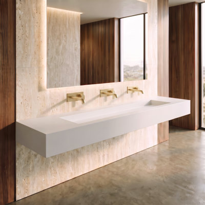 Lavabo de salle de bain mural rectangulaire à surface solide 84 po Pyramid