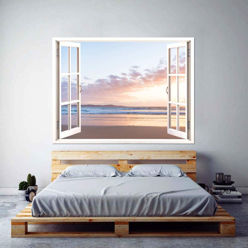 Magnifique nuages et plage au coucher du soleil, murale, L 48 po x l 36 po