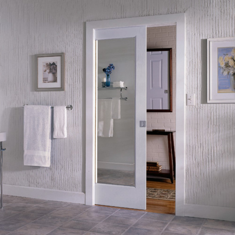 80'' Solid Wood Mirrored without Installation Hardware Kit Slab Door, 28" x 80"