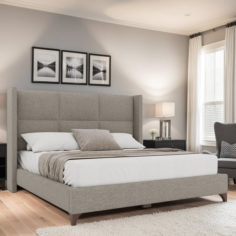 Lit carré tapissier Megan, Revolution® gris, Grand