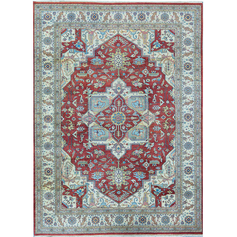 Tapis rouille et ivoire noué à la main de haute qualité