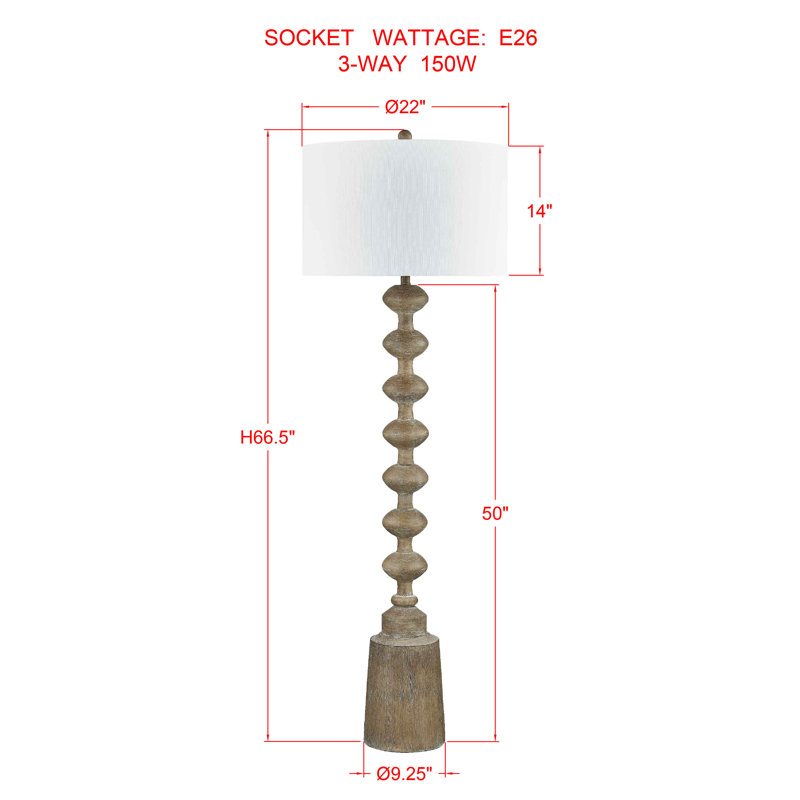 Bianca 66.5" Resin Floor Lamp with Fabric Shade, Natural