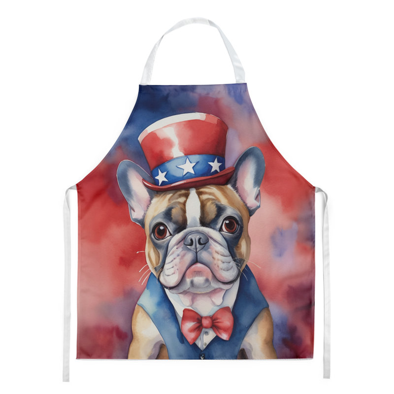 Patriotic American Apron, Brown French Bulldog