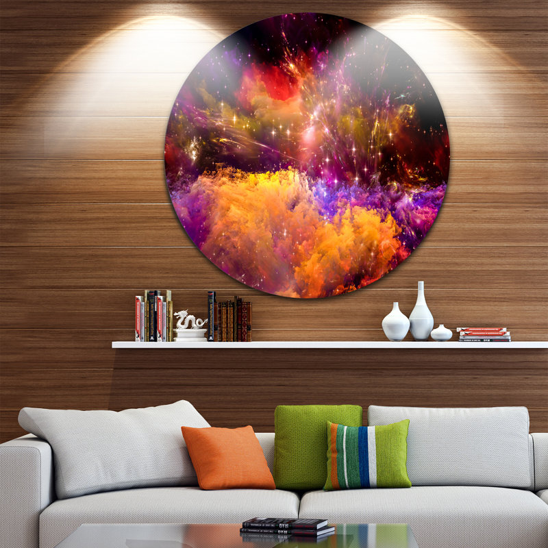 Universe Fractal Burst Abstract Metal Wall Art Disc