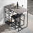 3-Piece Kitchen Bar Table Set with Grey Top, Storage Shelves & PU Leather Stools — Small Space Dining Set-2118718267