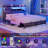 Longan Bed Frame with Reversible Storage Bookcase Headboard, Charging Station and LED Light-112022864-112022870