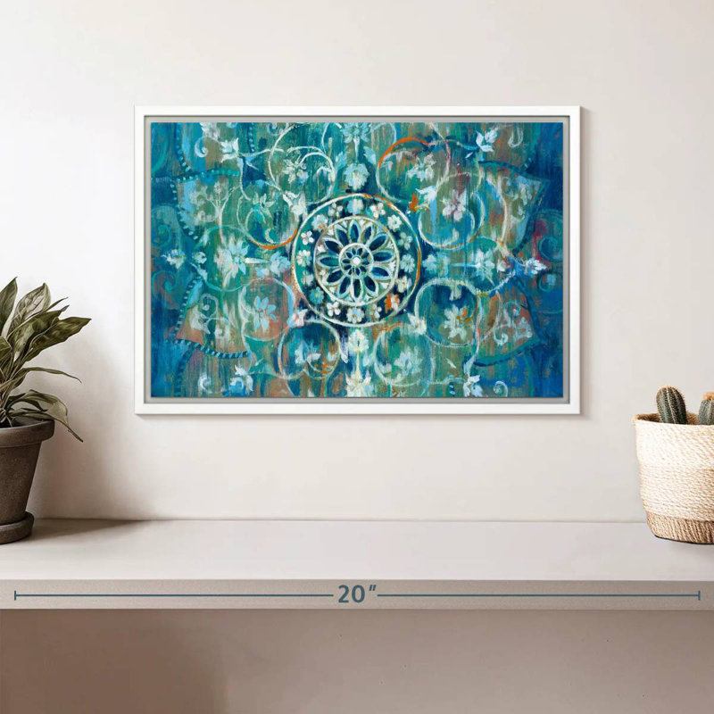 Mandala  I, Floating Frame White, 13" X 9"