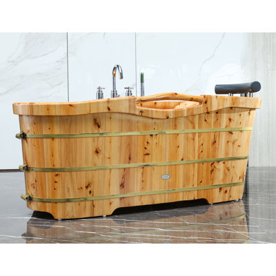 61 " L x 28.38 " W Freestanding and Mounting / Installation Required Soaking Bathtub with Faucet