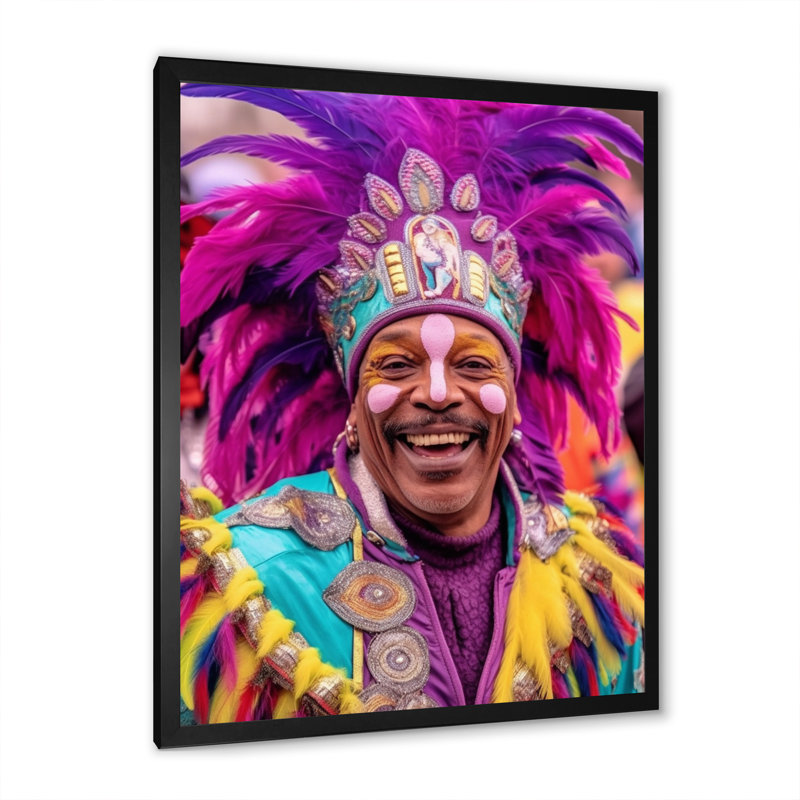 «New Orleans Mardi Gras Celebrations III», reproduction sur toile, Cadre photo noir, H 32 po x l 16 po x P 1 po