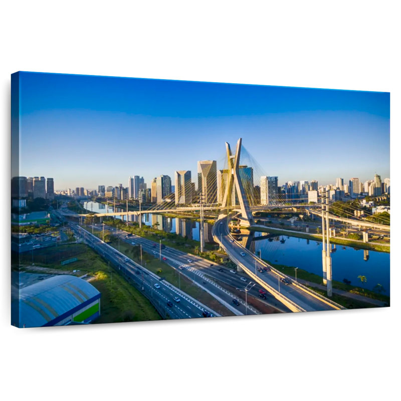 Mehar, pont et paysage urbain de sao paulo, H 32 po x l 48 po