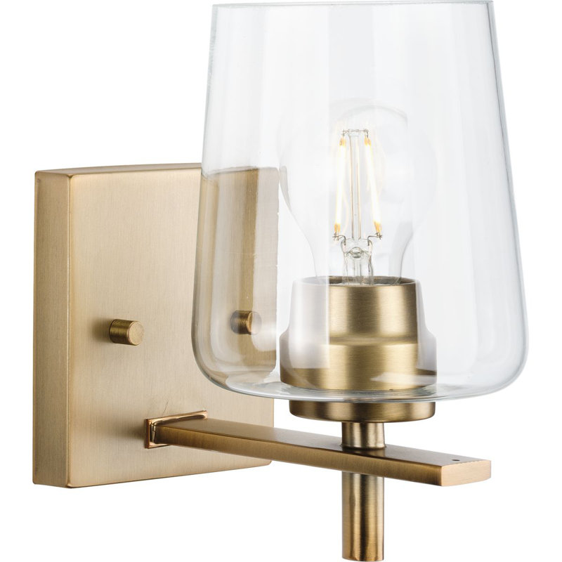 Éclairage pour salle de bain 1 lumière en verre transparent 1 lumière, Laiton rétro