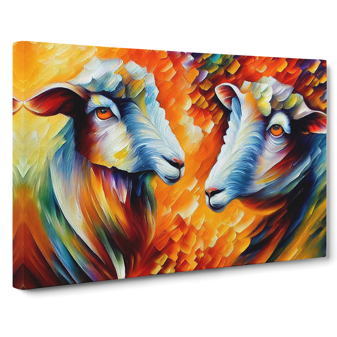 XXX-H1022-WF-7749X Sheep Painting Vol.1 - Wrapped Canvas Print
