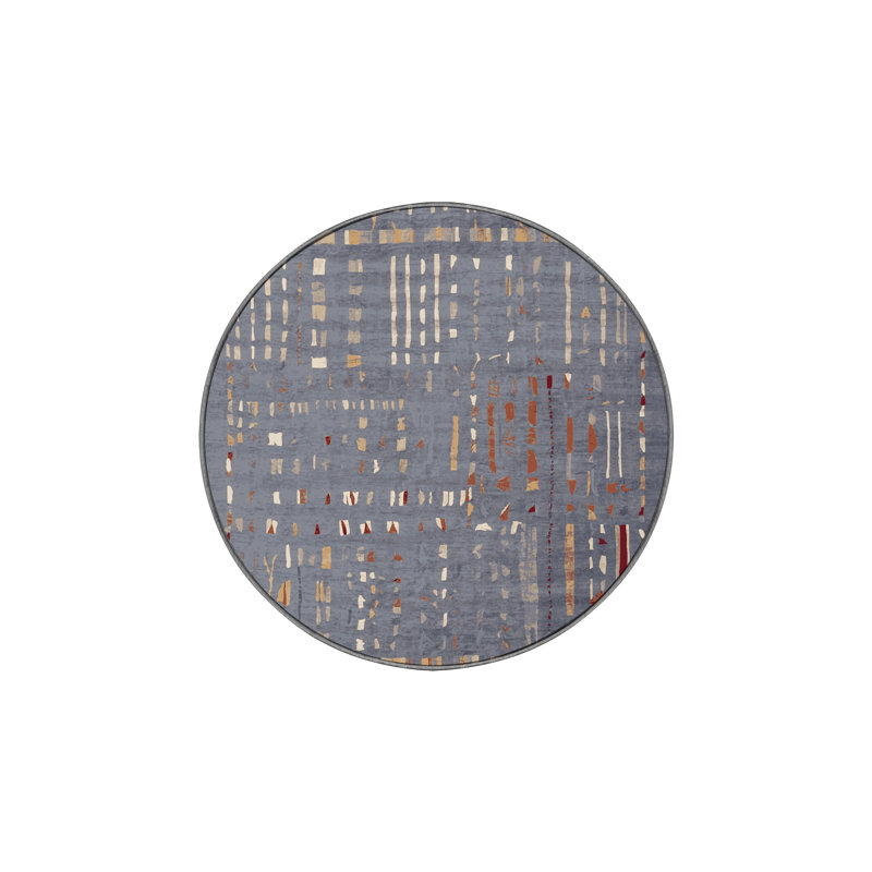 Machine Washable Gray Area Rug, Round 5'