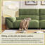 Canapé droit en chenille vert crème en tissu de style Mid-Century pour les petits espaces-129512850