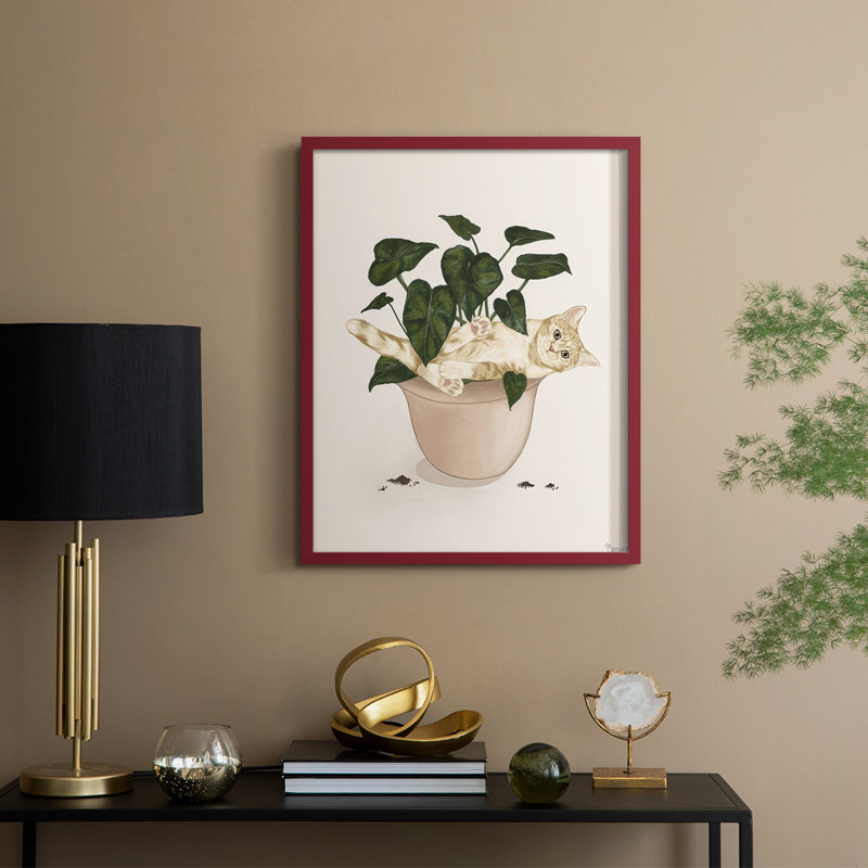 «Happy Gardening I», reproduction encadrée - bois massif, H 15 po x l 12 po, Rouge