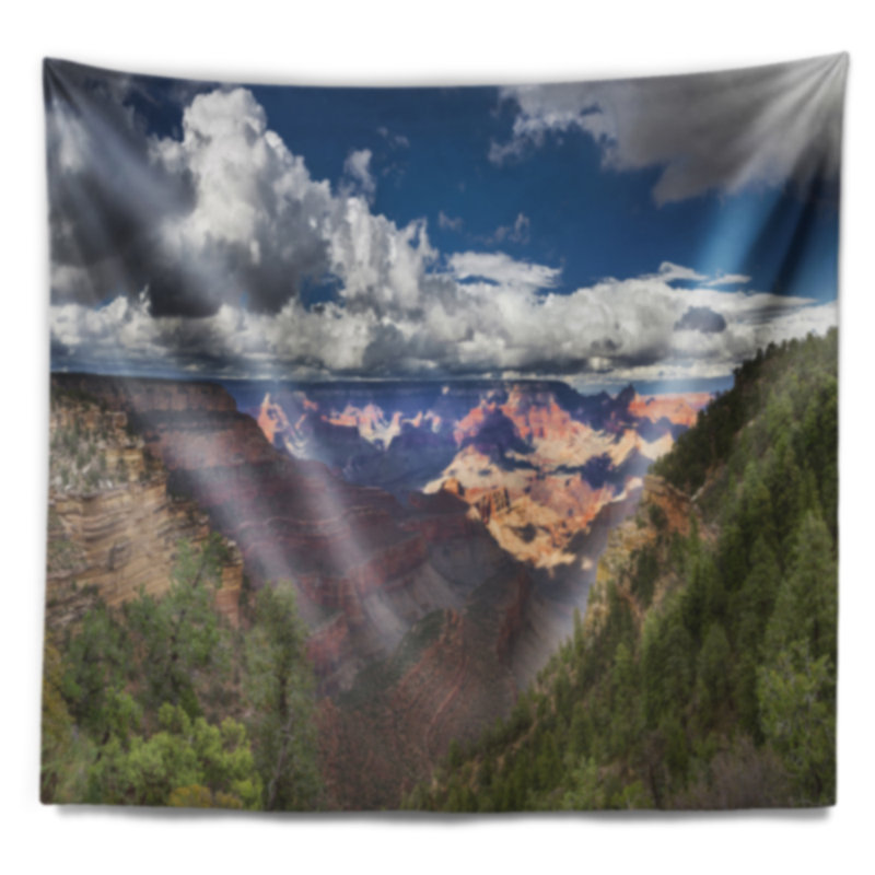 Tapisserie grand canyon américain dans le colorado river avec accessoires suspendus inclus, H 32 po x l 39 po