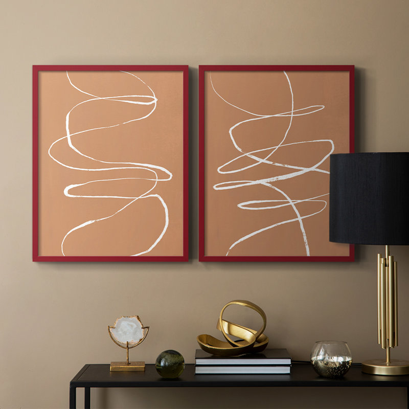 Terracotta Drift I-Premium, reproduction encadrée prête à accrocher - aucun clou requis - aucun clou requis, Rouge