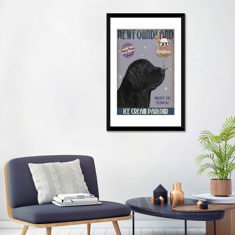 Terre-Neuve crème glacée par Fab Funky - Impression sur toile tendue sur châssis, H 32 po x l 24 po x P 1 po, Blanc
