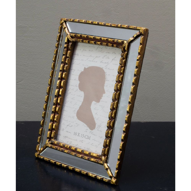 Cadre photo doré encoches et miroirs 5 x 7