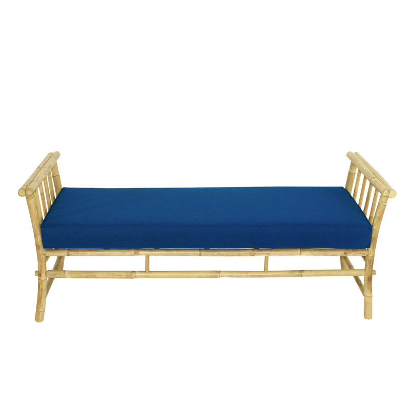 Roden 63'' Wide Bamboo Patio Daybed with Cushions, Navy