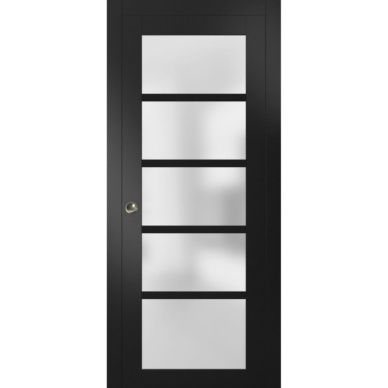 Porte de placard coulissante en verre givré Quadro, 32 po x 80 po, Noir