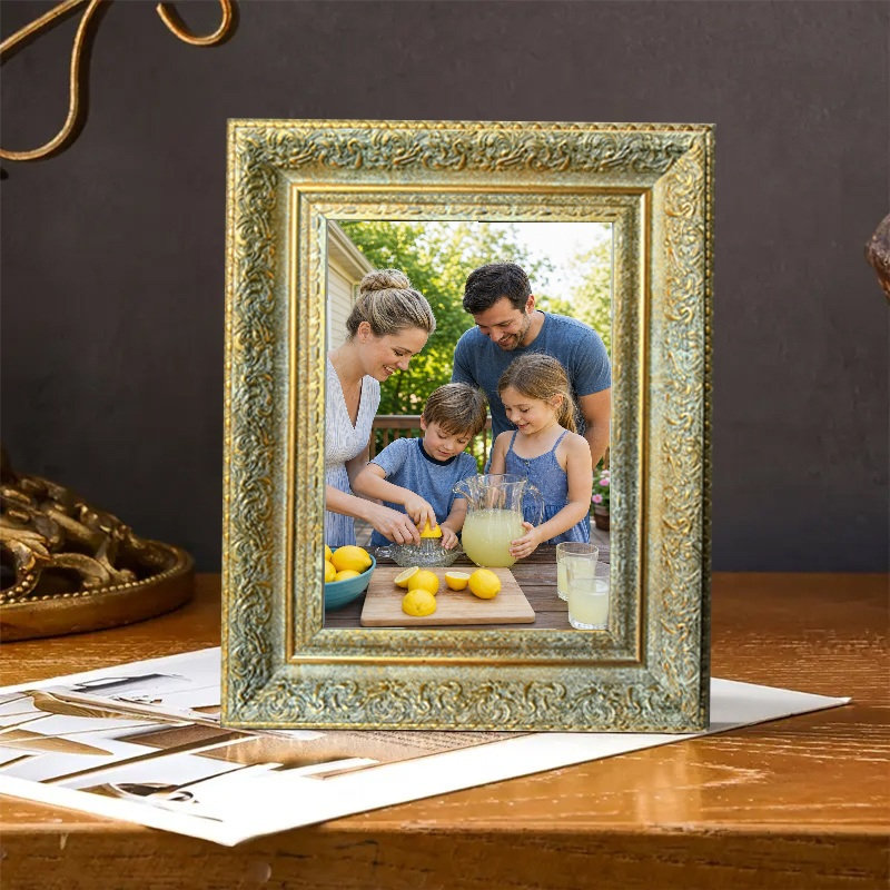 Cadre photo polyvalent 8 pièces x 8 po or antique 8 po pour présentation de photos de famille, Antique Gold, 1, 8" W x 10" H