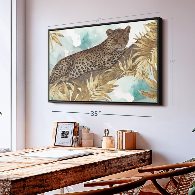 «Golden Leopard Wall Art», H 25 po x l 37 po