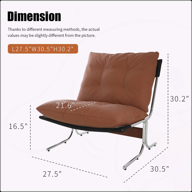 Fauteuil moderne confortable avec des pieds en métal robustes et un rembourrage doux pour diverses pièces, Brun