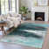 Machine Washable Indoor/Outdoor Xhevrie Teal Rug
