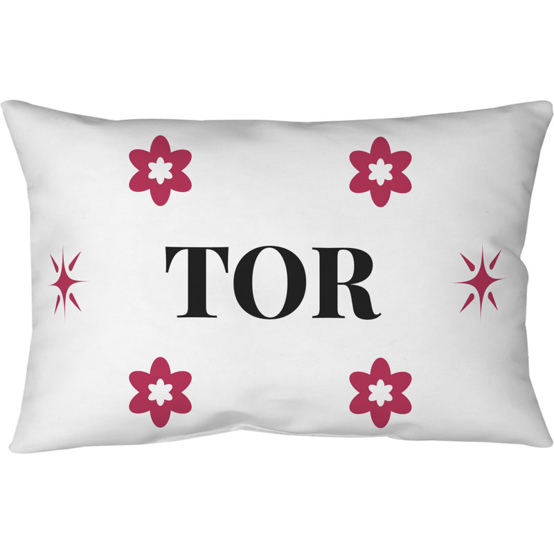 Coussin soufflé et fermé en polyester filé 14 pouces x 10 pouces Toronto, Blanc / rose / noir