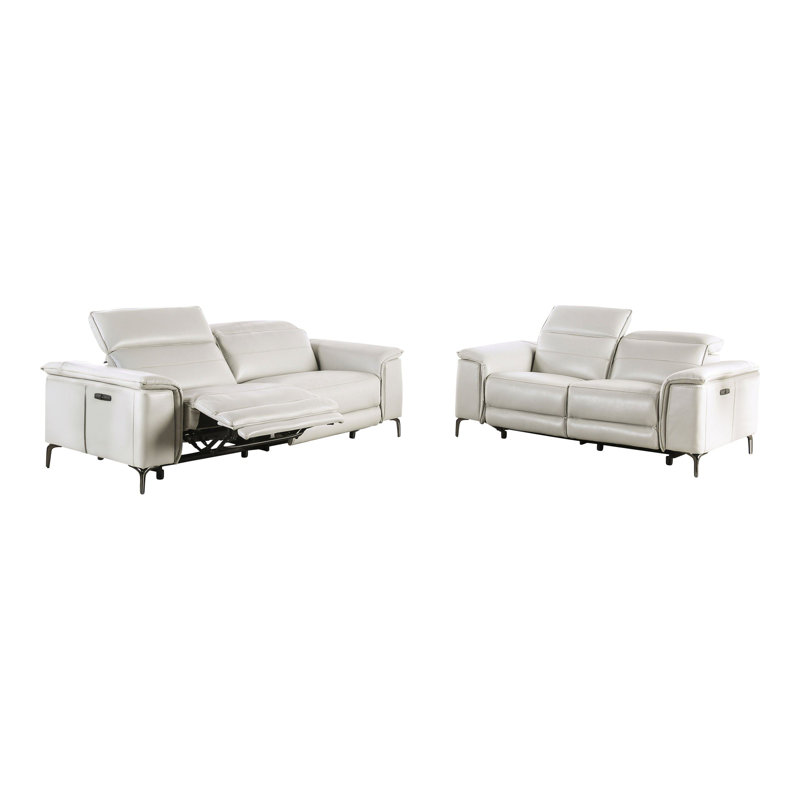 Ensemble de canapé inclinable électrique Chelita, Blanc, 1 Sofa, 1 Loveseat