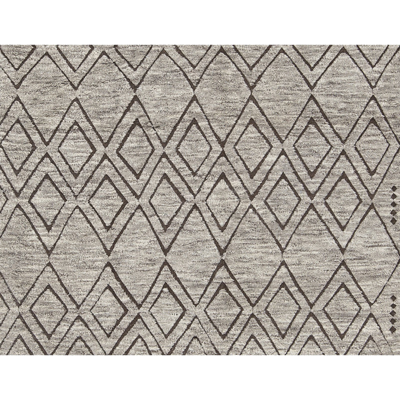 Wool Geometric Area Rug in Brown, Rectangle 9' x 12'