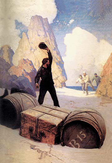 « découverte de la commode » par n.c. wyeth, reproduction d’art