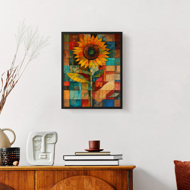 Série FLORAL CDLxxix - reproduction encadrée de qualité supérieure - prête à être accrochée - aucun clou requis, Noir