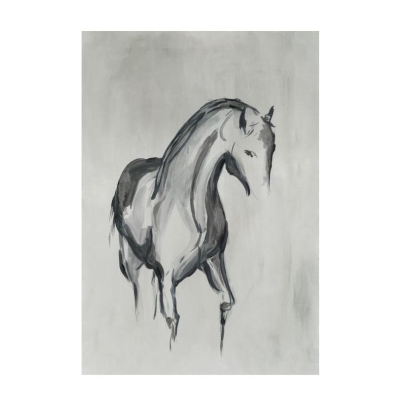 «Gray Stallion I» par Jacob Lincoln, impression sur toile tendue, Image au pinceau gel, H 68 po x l 47 po