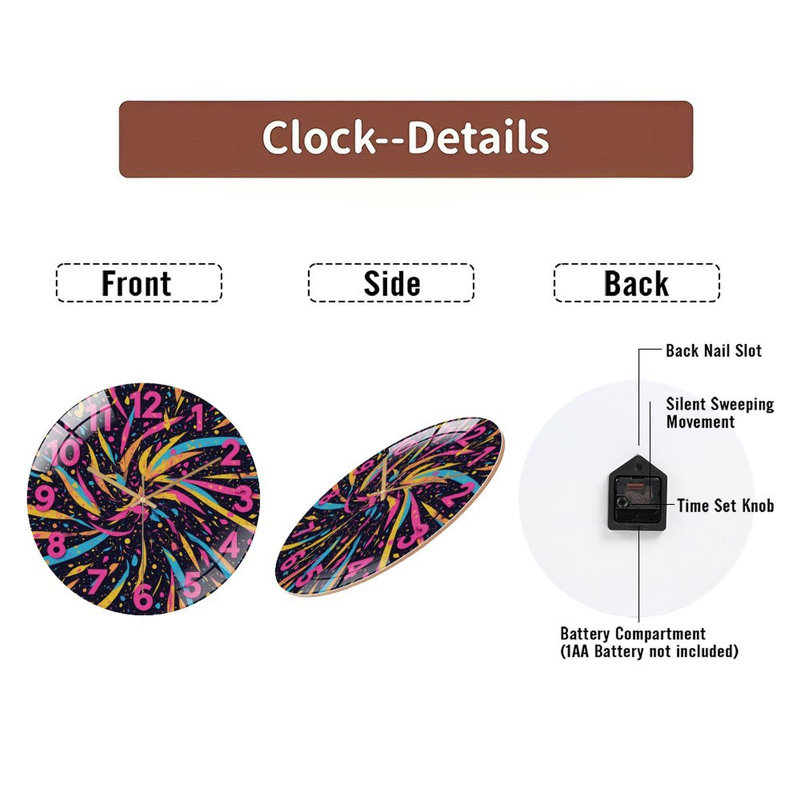 Horloge murale avec chiffres et tourbillons - horloge murale moderne en verre 12 po