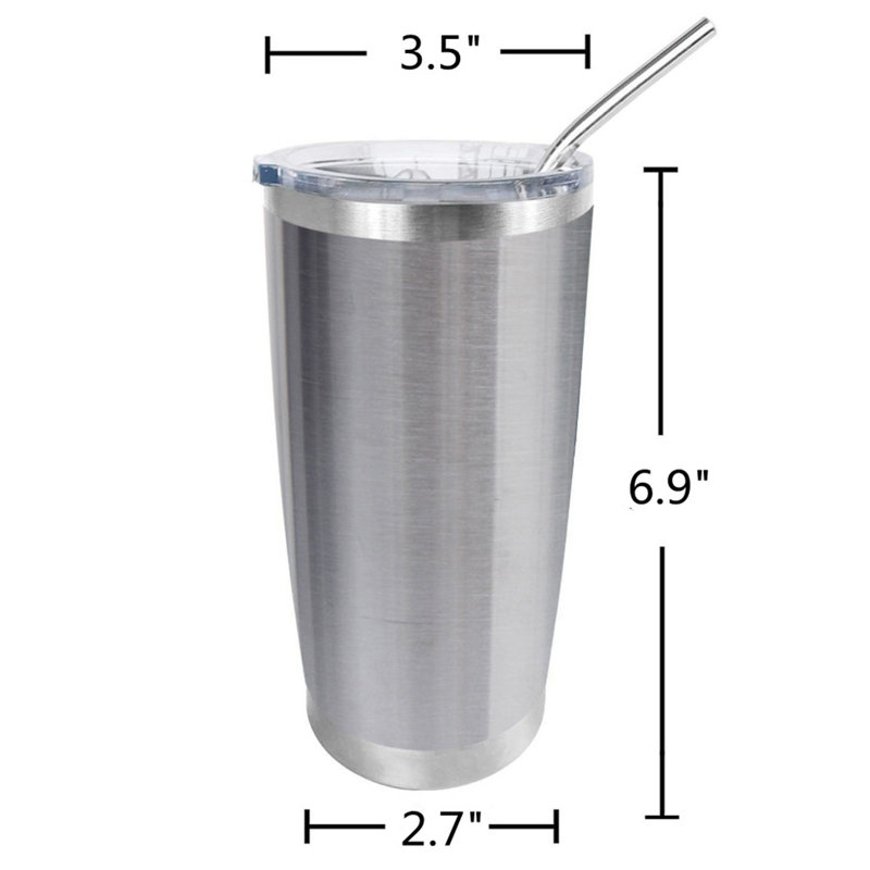 Grande tasse à boisson 20 oz en acier inoxydable 304, bleu, Argent