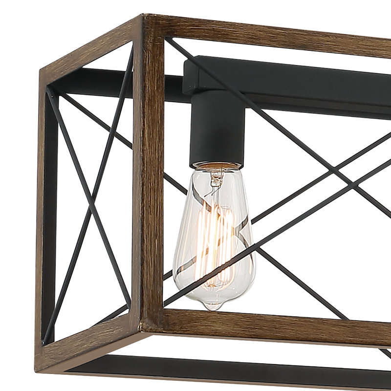 Lustre linéaire pour îlot de cuisine à intensité variable Evys, Pin, 7, 109" H x 48" W x 7.87" D